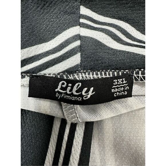 Lily by Firmiana Striped Black White Blazer Cardigan Open Front Size 3XL - Picture 4 of 11